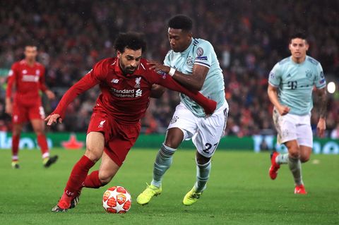 Ausgebremst: Mohamed Salah und David Alaba im Zweikampf