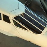 Das Besondere an der Concorde: das verglastes Visier. Die um 12 Grad absenkbare Nase, welche die Sicht der Piloten im Landeanflug verbessern soll