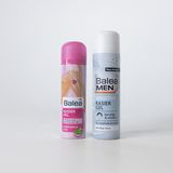 Balea Rasierschaum vs. Balea Men Sensitive Rasierschaum  Viele Inhaltsstoffe sind identisch, die Frauen-Variante enthält weitere pflegende Inhaltsstoffe  Preisaufschlag für Frauen: 76 Prozent