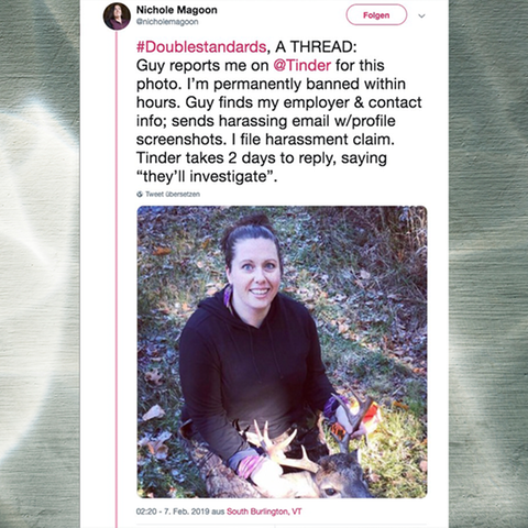 Frau mit totem Hirsch