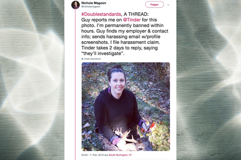 Frau mit totem Hirsch