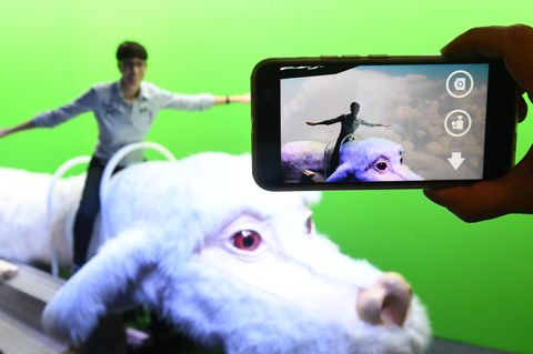 Ein Filmdreh vor Greenscreen