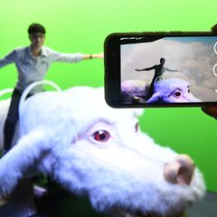 Ein Filmdreh vor Greenscreen