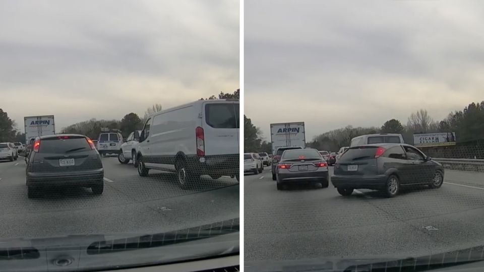 Verkehrssünder benutzen verbotenerweise den Standstreifen.