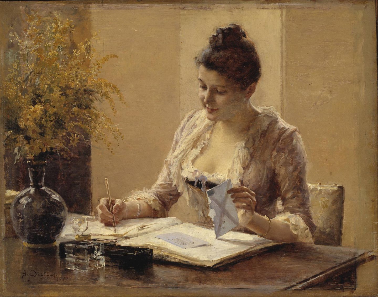Als sie diesen Brief schrieb und versiegelte, konnte sie nicht ahnen, dass man heute ihre DNA auswerten kann. Das Foto zeigt ein Werk des finnischen Malers Albert Edelfelt.