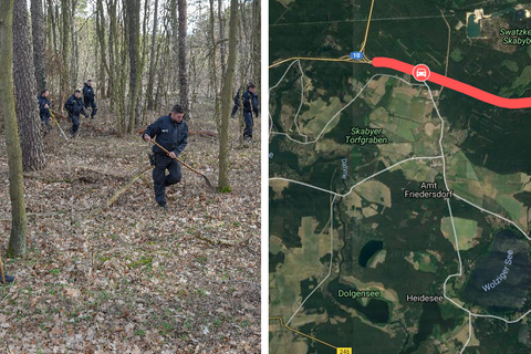 Suchaktion der Polizei im Wald bei Storkow, Karte