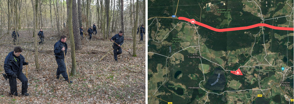 Rebecca Wald Suchaktion der Polizei im Wald bei Storkow, Karte