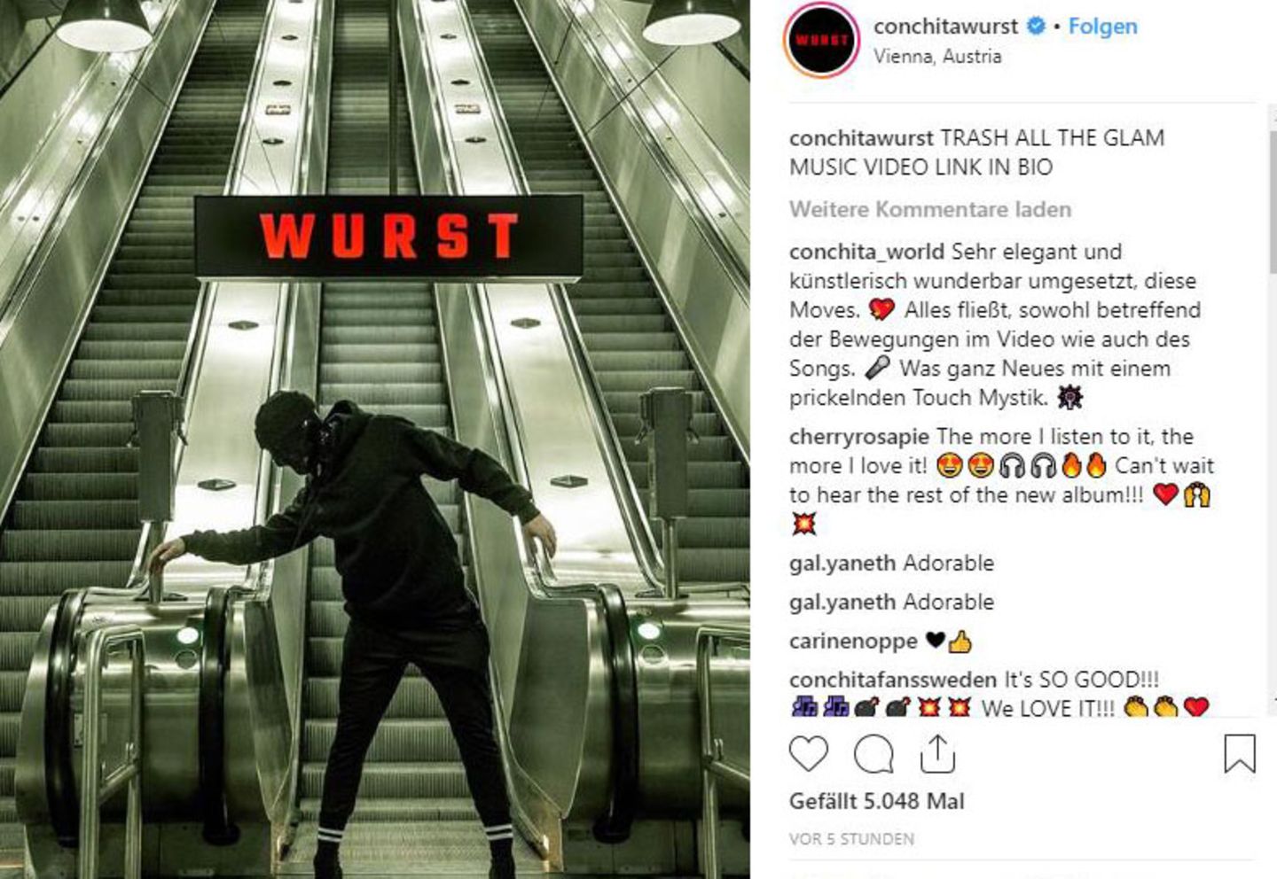 Conchita Wurst präsentiert neues Musikvideo auf Instagram