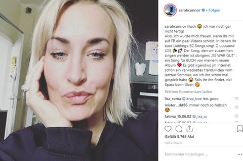 Sarah Connor zeigt Selfie auf Instagram