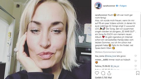 Sarah Connor zeigt Selfie auf Instagram