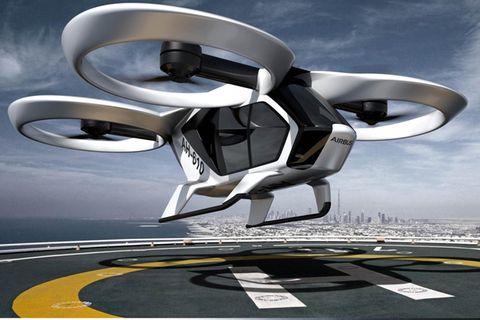 Der CityAirbus, die elektrobetriebene, drohnenähnliche Flugmaschine mit vier Sitzplätzen und acht Rotoren