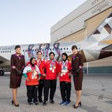 Das Heck eines Dreamliners von Etihad Airways ziert die Abbildung von vier besonderen Athleten aus den Vereinigten Arabischen Emiraten. Denn Mitte März 2019 werden die Special Olympics World Games in Abu Dhabi veranstaltet: 7500 Athleten aus 190 Ländern werden erwartet.