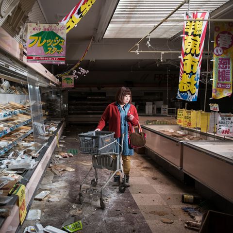 Ein verlassener Supermarkt in der Region Fukushima