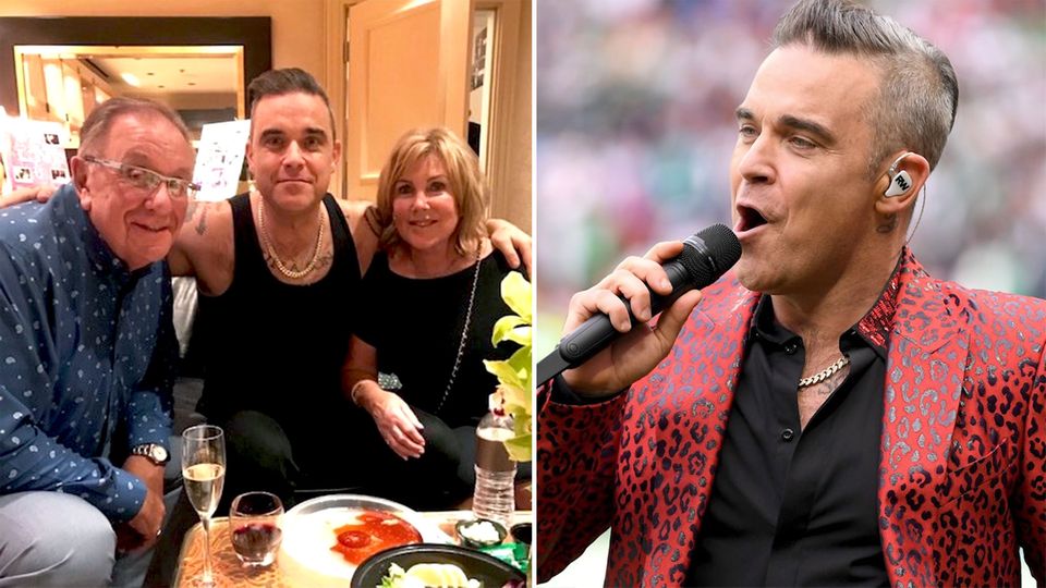 Glückliches Wiedersehen: Robbie Williams vereint seine Eltern nach 45 Jahren zum ersten Mal für ein Familienfoto. Robbie Williams vereint seine Eltern nach 45 Jahren zum ersten Mal für ein Familienfoto.