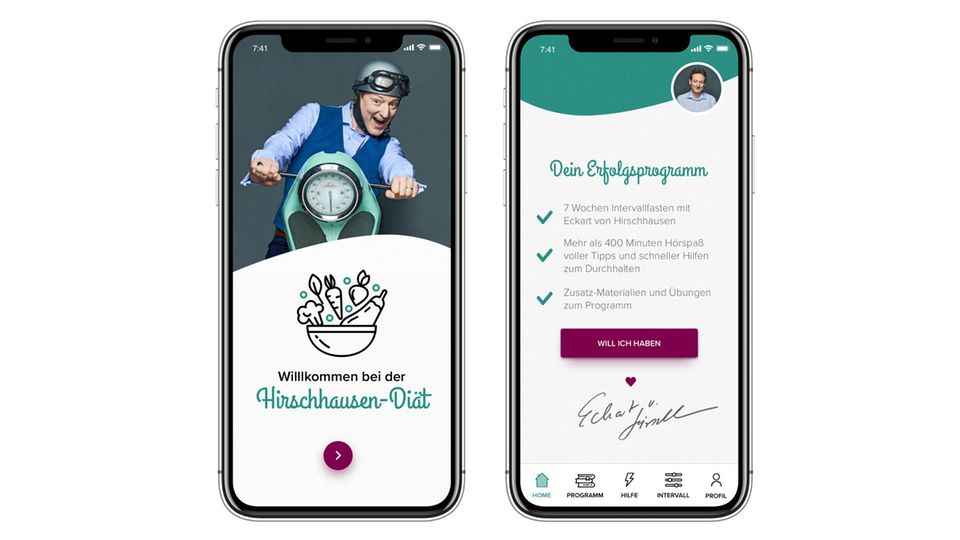 Gegen die Versuchung: Abnehmen per App – mit Eckart von Hirschhausen Mit Intervallfasten nahm Eckart von Hirschhausen zehn Kilogramm ab – und prägte den Begriff der "Hirschhausen-Diät". Nun gibt es das Erfolgsprogramm auch als App. Sie verbindet die bewährte Methode des Intervallfastens mit einem Coaching von Deutschlands bekanntestem Arzt. Die App zur "Hirschhausen-Diät" bietet:Intervallfasten mit Eckart von Hirschhausen - in sieben Wochen zu einem gesünderen LebensstilMehr als 400 Minuten Hörspaß voller Tipps und schneller Hilfen zum DurchhaltenIntervall-Timer mit ErinnerungsfunktionZusatz-Materialien und Übungen zum Programm Neugierig? Hier geht es direkt zu der App. Abnehmen per App – mit Eckart von Hirschhausen Mit Intervallfasten nahm Eckart von Hirschhausen zehn Kilogramm ab – und prägte den Begriff der "Hirschhausen-Diät". Nun gibt es das Erfolgsprogramm auch als App. Sie verbindet die bewährte Methode des Intervallfastens mit einem Coaching von Deutschlands bekanntestem Arzt. Die App zur "Hirschhausen-Diät" bietet:Intervallfasten mit Eckart von Hirschhausen - in sieben Wochen zu einem gesünderen LebensstilMehr als 400 Minuten Hörspaß voller Tipps und schneller Hilfen zum DurchhaltenIntervall-Timer mit ErinnerungsfunktionZusatz-Materialien und Übungen zum Programm Neugierig? Hier geht es direkt zu der App.