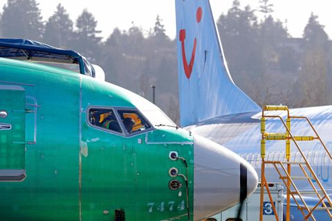 Das Cockpit einer Boeing 737 Max, die sich noch im Werk befindet