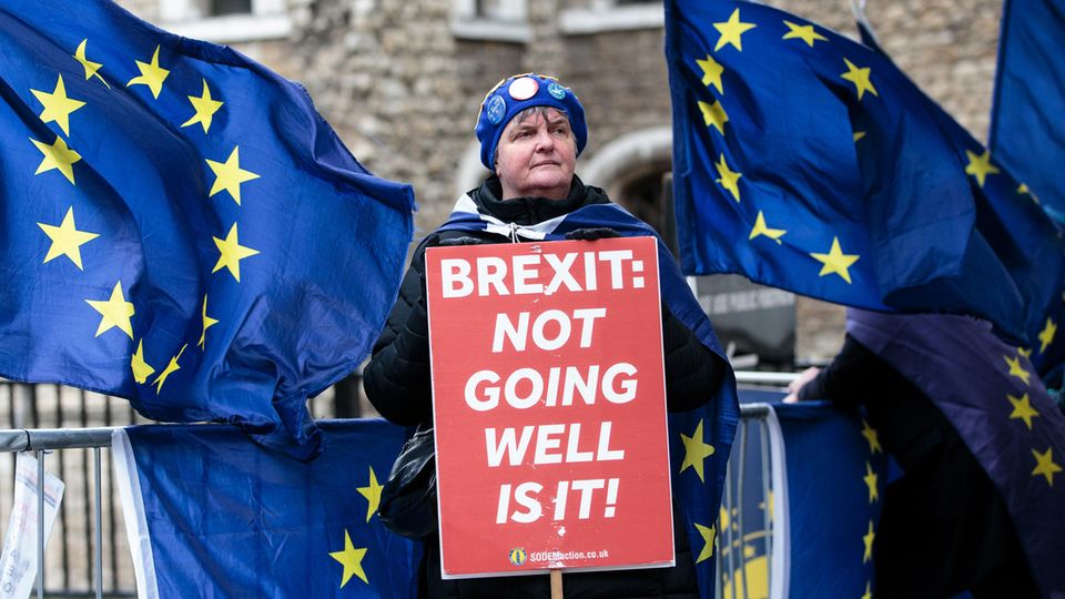 Der Brexit funktioniert nicht wirklich gut, oder? Das meint zumindest eine Demonstrantin in London, die gegen den Austritt ihres Landes aus der EU ist.