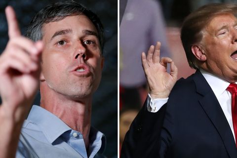 Donald Trump und Beto O'Rourke gestikulieren