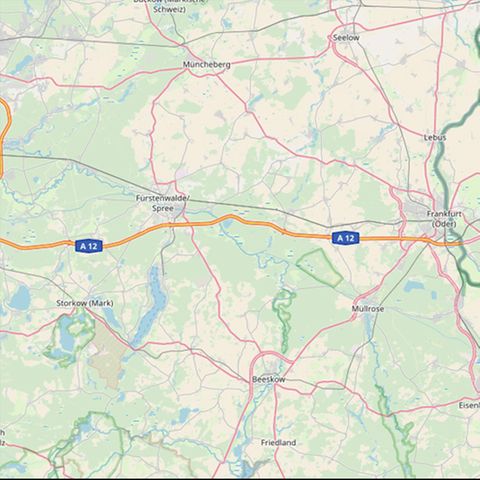 Kartenausschnitt der Autobahn 12, die vermisste Rebecca aus Berlin