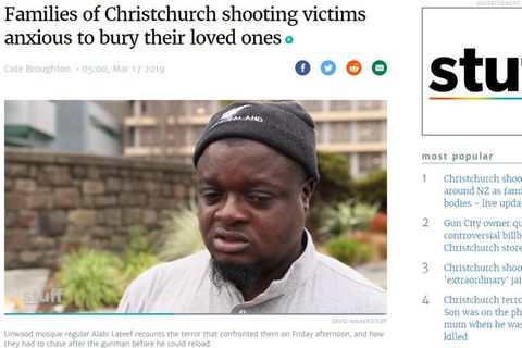 Moscheebesucher Alabi Lateef, der gemeinsam mit Mitstreitern womöglich noch mehr Tote in Christchurch verhinderte