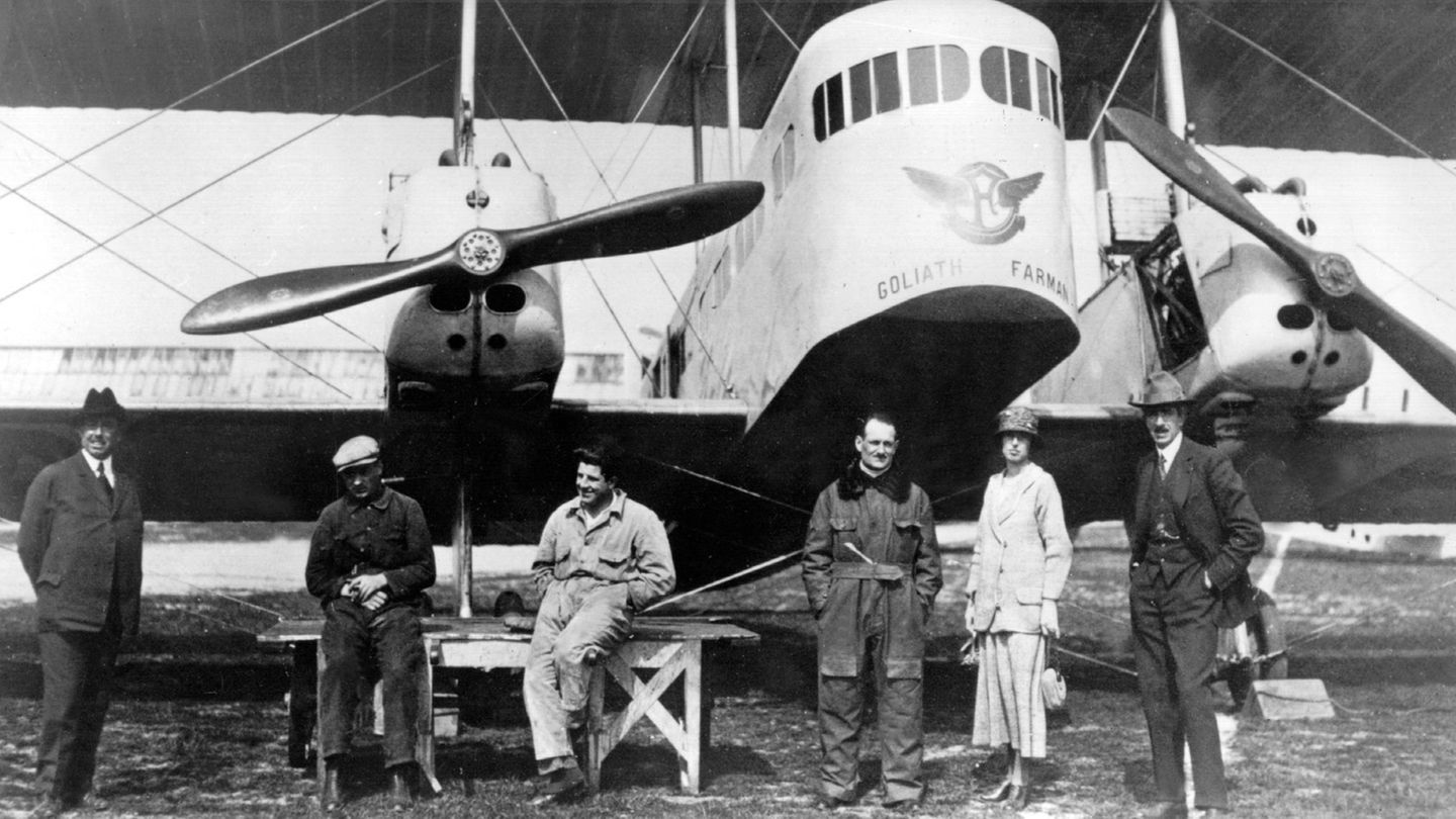 Die Farman F.60 "Goliath" ist ein umgebauter Bomber: Am 8. Februar 1919 eröffneten die Farman Airlines mit dem Flug Paris-London die erste internationale Luftverkerslinie.