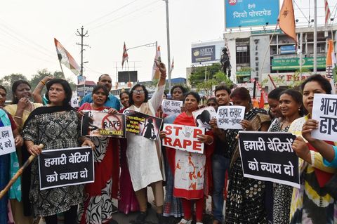 Indien Demonstration und Proteste gegen sexuellen Missbrauch