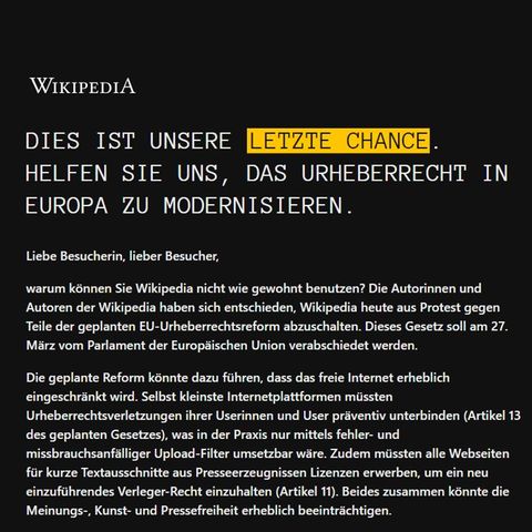 Abschaltung von Wikipedia