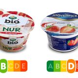 Der Bio-Joghurt enthält im Vergleich zum Mövenpick-Produkt nur halb so viel Zucker und Kalorien sowie nur ein Viertel an gesättigten Fetten. Mit Einführung des Nutri-Scores müssten Verbraucher nicht mehr das Kleingedruckt lesen, um dies zu erfahren.