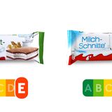 Dass die Milchschnitte eine Zuckerbombe ist, haben die meisten mittlerweile mitbekommen. Vielleicht deshalb versucht es Ferrero alternativ mit einer "Joghurt-Schnitte" in gesund-grünem Verpackungsdesign. Der Nutri-Score, so er denn aufgedruckt wäre, würde diesen Versuch entlarven.