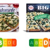 Hätten Sie das gedacht? Die Ristorante-Pizza von Dr. Oetker schlägt das Wagner-Modell im Nutri-Score um Längen, dabei sehen die Pizzen auf dem Bild doch recht ähnlich aus.