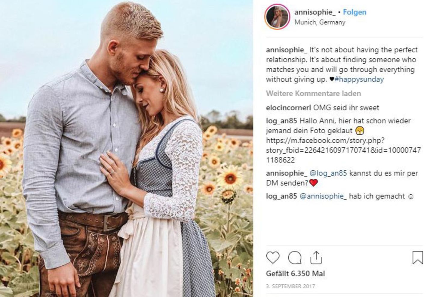 Eine deutsche Influencerin mit ihrem Freund in Tracht