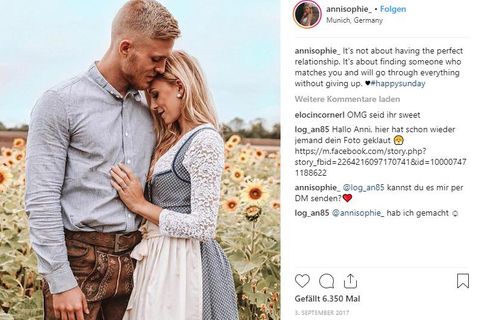 Eine deutsche Influencerin mit ihrem Freund in Tracht