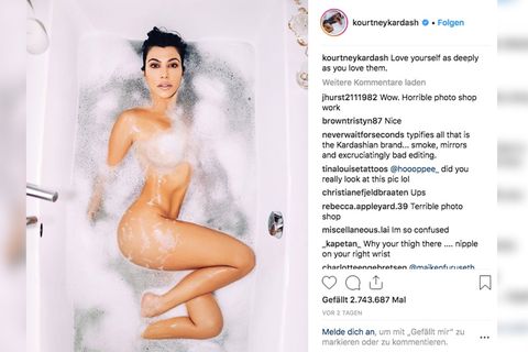 Kourtney Kardashian blamiert sich mit Photoshop-Fail: Brustwarze am Handgelenk
