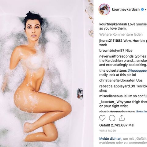 Kourtney Kardashian blamiert sich mit Photoshop-Fail: Brustwarze am Handgelenk