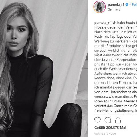 Pamela Reif verliert einen Prozess vor Gericht wegen Schleichwerbung