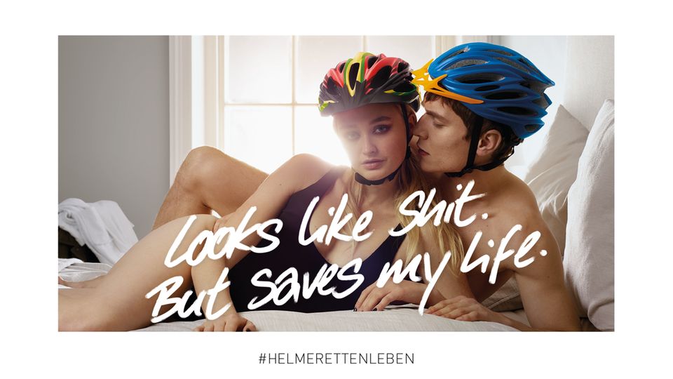 Ein Motiv der Fahrradhelm-Kampagne