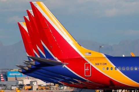 Geparkte Boeing 737 MAX von Southwest Airlines