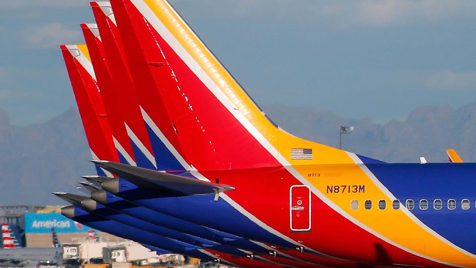 Geparkte Boeing 737 MAX von Southwest Airlines