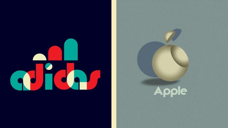 Das Gewinnerdesign von User "Jaseng99" ist eine neue Interpretation des "Adidas"-Logos. Aber auch der bekannte Apfel von Apple lässt sich im Bauhaus-Design umstylen.
