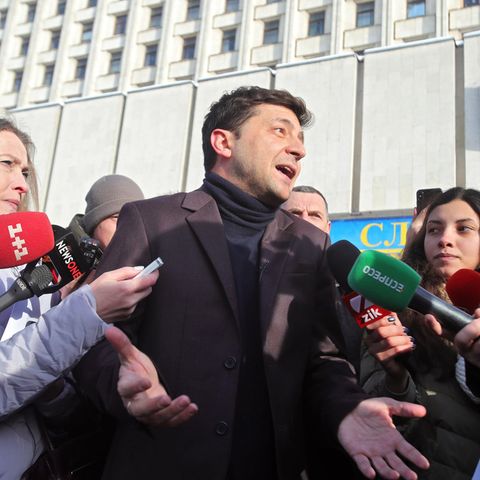 Ukraine, Kiew: Wladimir Selenski vor der Zentralen Wahlkommission