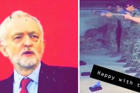 Video aufgetaucht: Britische Soldaten nutzen Porträt von Chef der Opposition als Zielscheibe für Schießübungen