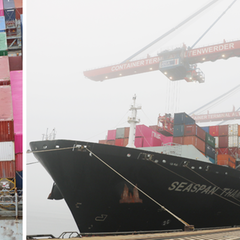 Containerschiff, welches nach Singapur fährt