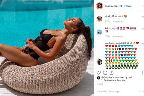 Angelina Heger freizügig am Pool