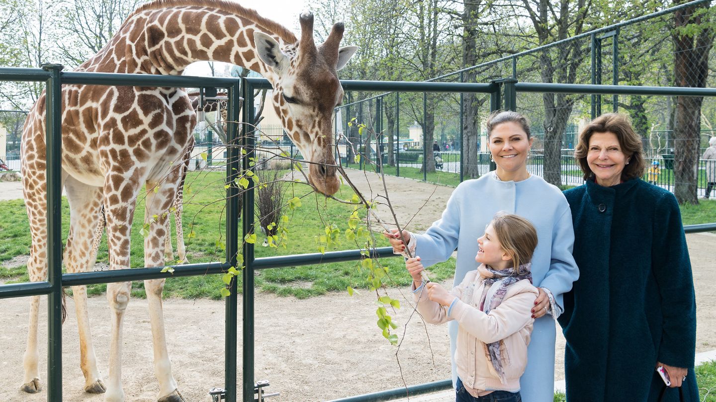 Königin Silvia, Kronprinzessin Victoria und Prinzessin Estelle im Wiener Zoo