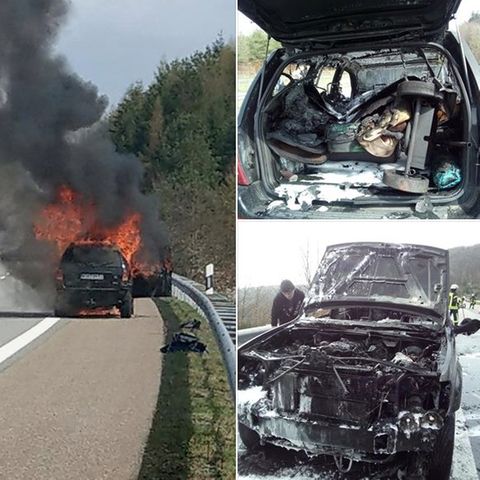 Lebensretter gesucht : Ihr Auto ging auf der Autobahn in Flammen auf – jetzt sucht die Frau den Lebensretter