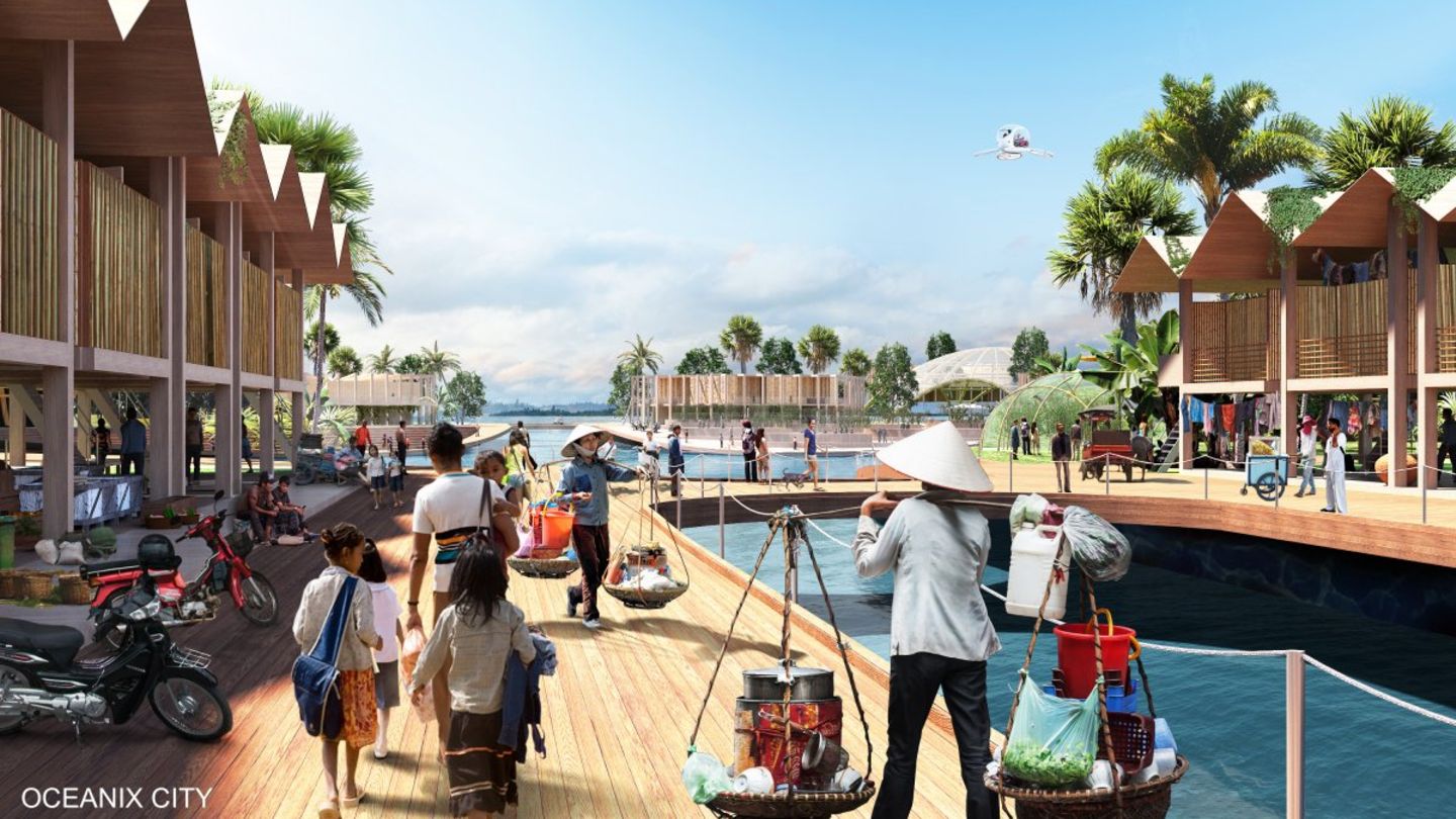 Die schwimmenden Stadt soll mit und von dem Meer leben.