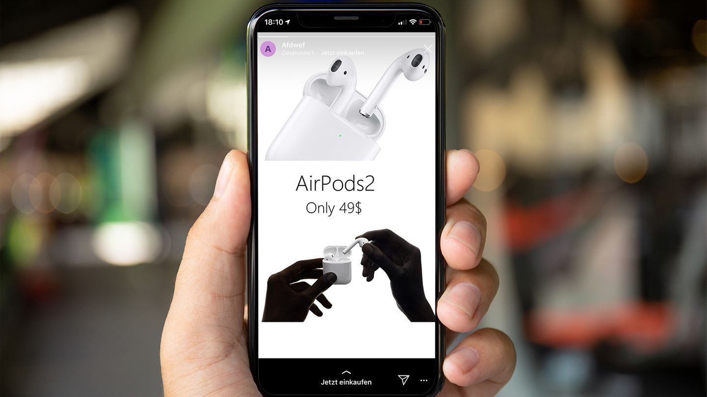Die Werbung tauchte in der Story-Ansicht von Instagram auf