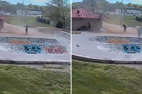 Staubteufel trifft Skateboarder im kalifornischen Park