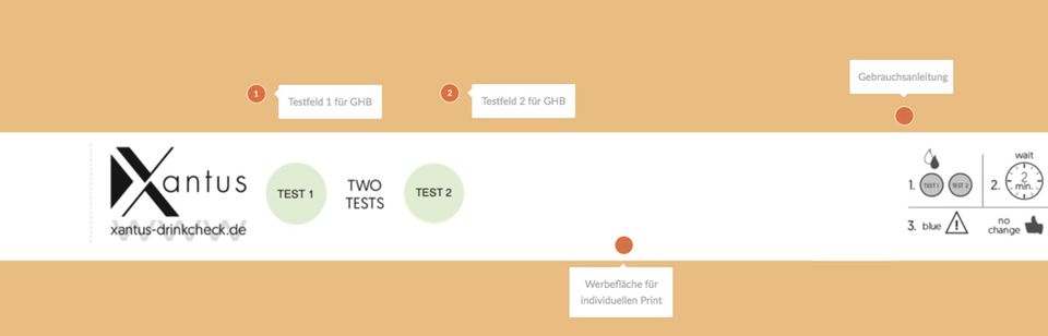 Xantus Es gibt zwei Punkte für jeweils einen Test für K.o.-Tropfen sowie eine kleine Anleitung