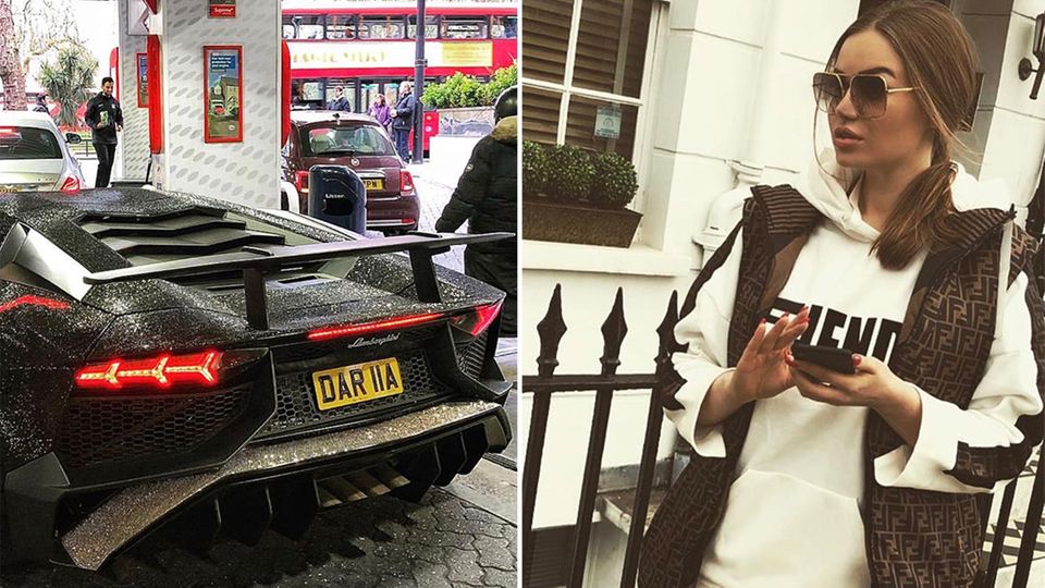 Zwei Millionen Swarovski-Steine: Prollige "Rich Kid"-Aktion: Russin verwandelt Lamborghini in Bling-Bling-Batmobil Zwei Millionen Swarovski-Steine: Prollige "Rich Kid"-Aktion: Russin verwandelt Lamborghini in Bling-Bling-Batmobil